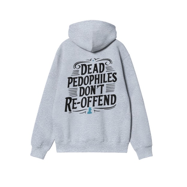 Color-blocked Dead Pedophiles Don't Re-offend Protect The Innocent Print Hoodie - Grey - US16-18(2XL) - image 3