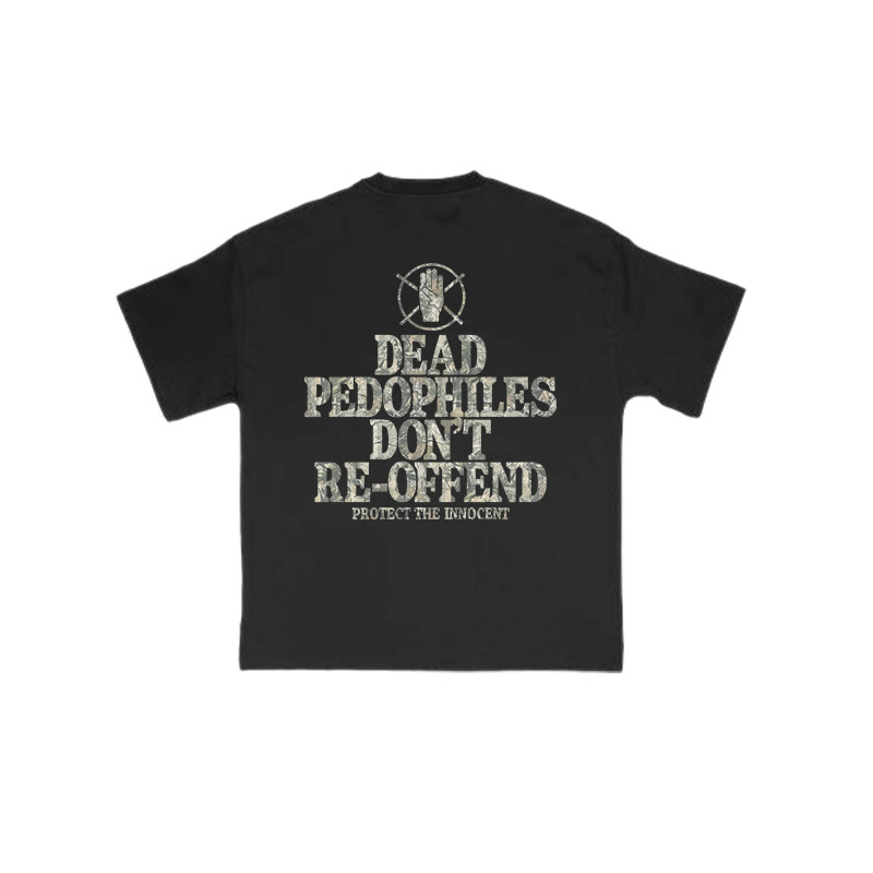 Dead Pedophiles Don't Re-offend Protect The Innocent Dead Leaves Camouflage Print T-shirt - Black - US16-18(2XL) - image 1