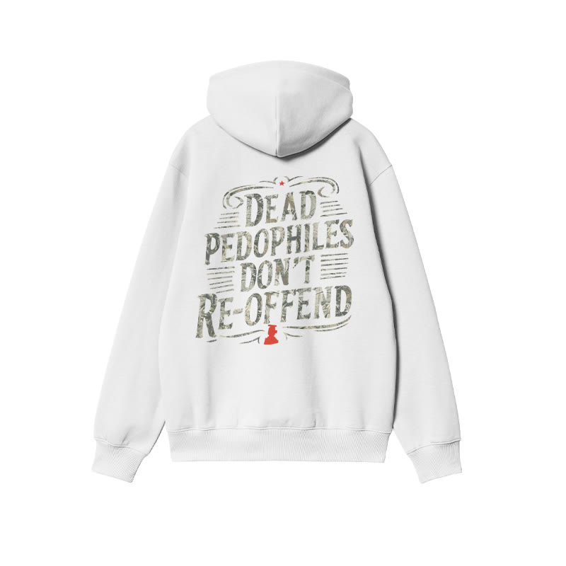 Creative Dead Pedophiles Don't Re-offend Protect The Innocent Dead Leaves Camouflage Print Hoodie - White - US16-18(2XL) - image 2