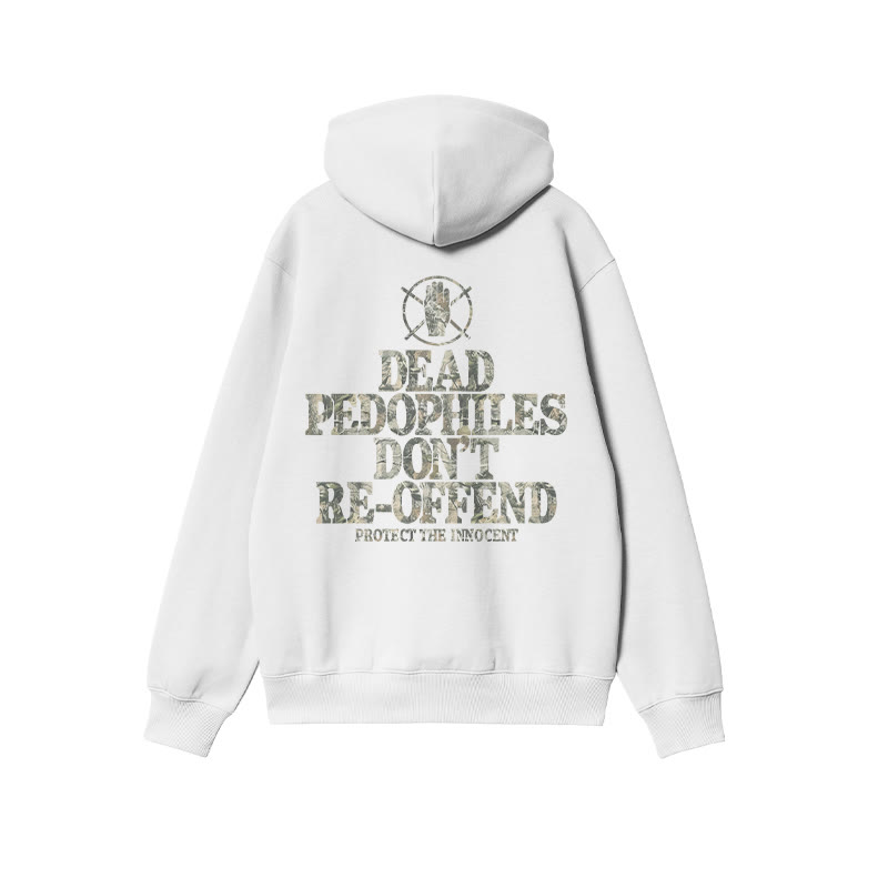 Dead Pedophiles Don't Re-offend Protect The Innocent Dead Leaves Camouflage Print Hoodie - White - US16-18(2XL) - image 2