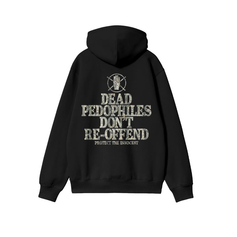 Dead Pedophiles Don't Re-offend Protect The Innocent Dead Leaves Camouflage Print Hoodie - Black - US16-18(2XL) - image 1