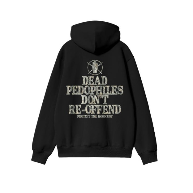 Dead Pedophiles Don't Re-offend Protect The Innocent Dead Leaves Camouflage Print Hoodie - Black - US16-18(2XL) - image 1
