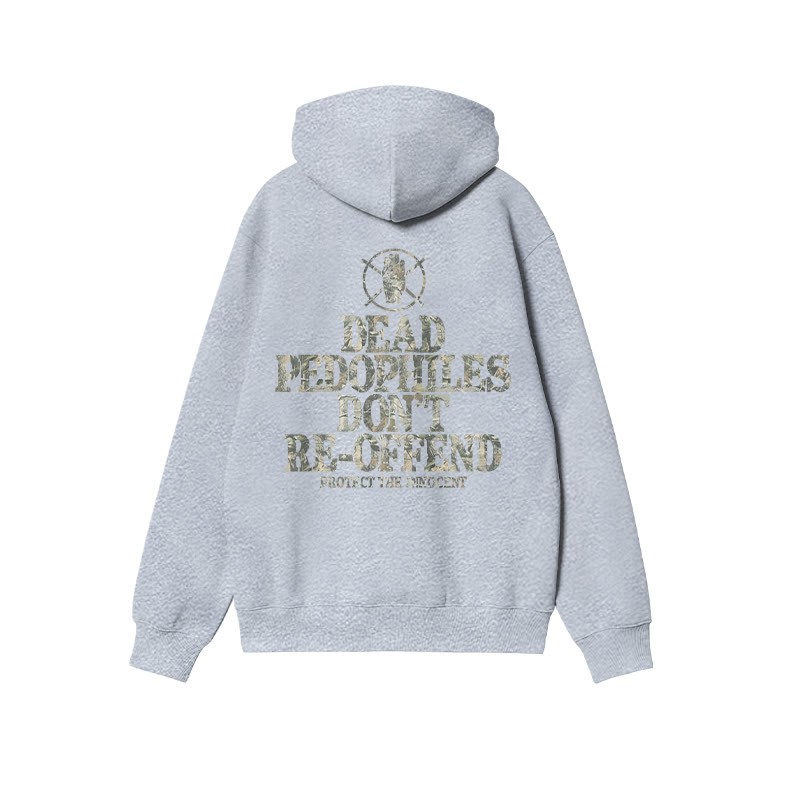 Dead Pedophiles Don't Re-offend Protect The Innocent Dead Leaves Camouflage Print Hoodie - Grey - US16-18(2XL) - image 3