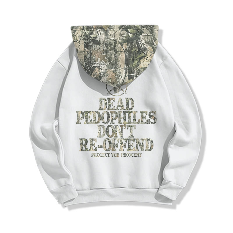 Dead Pedophiles Don't Re-offend Protect The Innocent Dead Leaves Camouflage Print Causal Hoodie - White - US44-46(8XL) - image 2