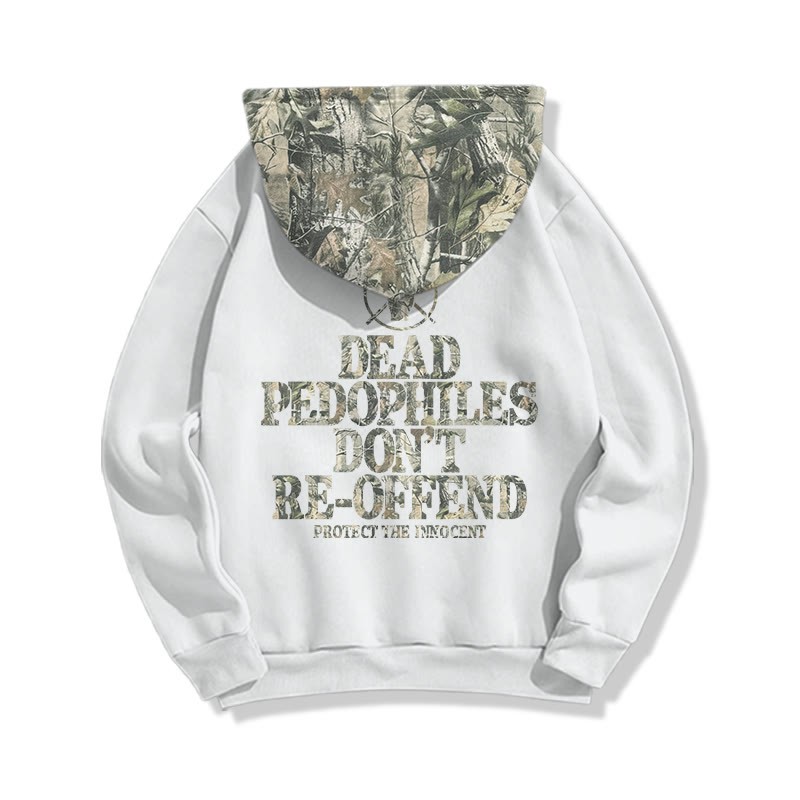 Dead Pedophiles Don't Re-offend Protect The Innocent Dead Leaves Camouflage Print Causal Hoodie - White - US44-46(8XL) - image 2
