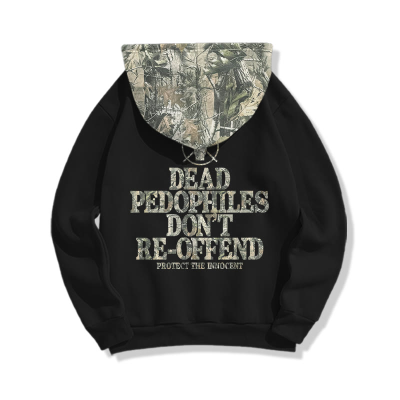 Dead Pedophiles Don't Re-offend Protect The Innocent Dead Leaves Camouflage Print Causal Hoodie - Black - US44-46(8XL) - image 1