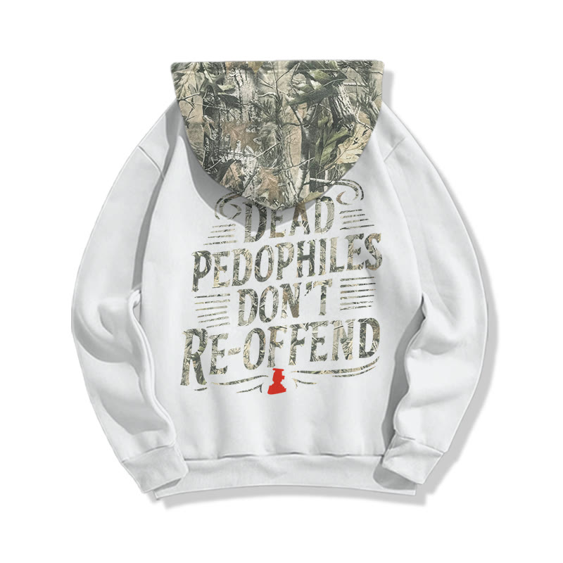 Creative Dead Pedophiles Don't Re-offend Protect The Innocent Dead Leaves Camouflage Print Causal Hoodie - White - US44-46(8XL) - image 2
