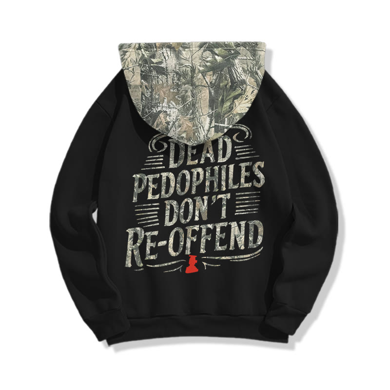 Creative Dead Pedophiles Don't Re-offend Protect The Innocent Dead Leaves Camouflage Print Causal Hoodie - Black - US44-46(8XL) - image 1