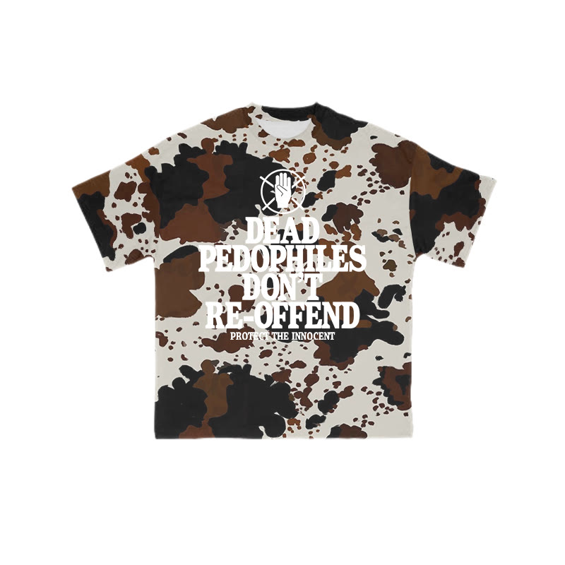 Dead Pedophiles Don't Re-offend Protect The Innocent Western Cow Print T-shirt - Brown - 8XL - image 1