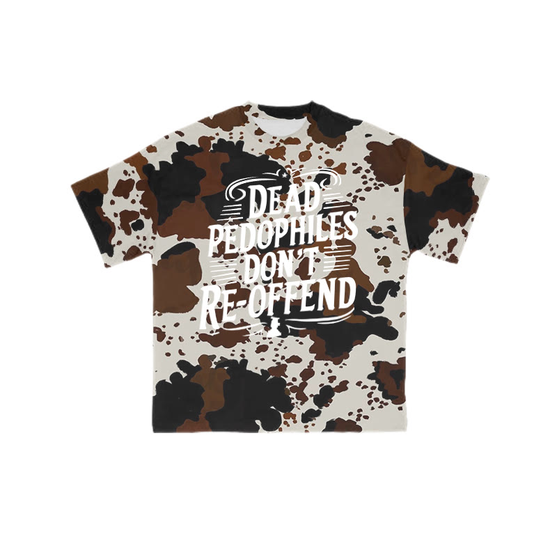 Dead Pedophiles Don't Re-offend Western Cow Print T-shirt - Brown - 8XL - image 1