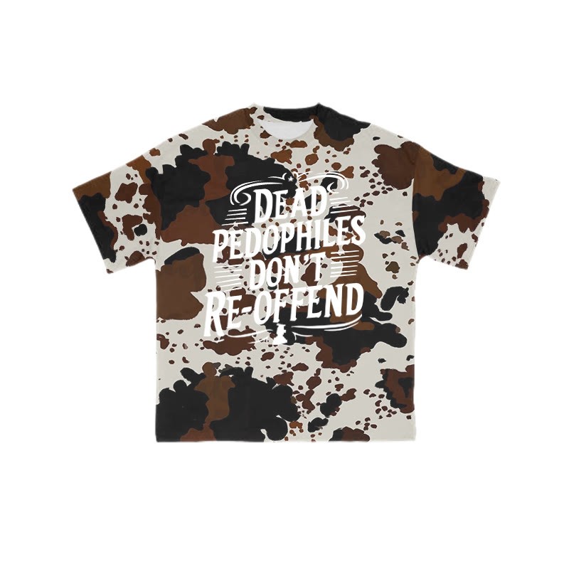 Dead Pedophiles Don't Re-offend Western Cow Print T-shirt - Brown - 8XL - image 1