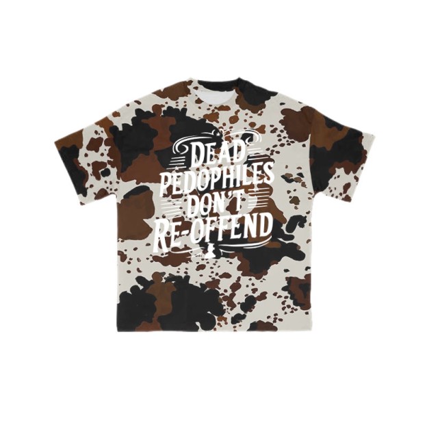 Dead Pedophiles Don't Re-offend Western Cow Print T-shirt - Brown - 8XL - image 1