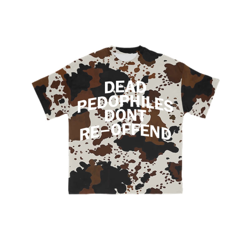 Dead Pedophiles Don't Re-offend Western Cow Print Causal T-shirt - Brown - 8XL - image 1