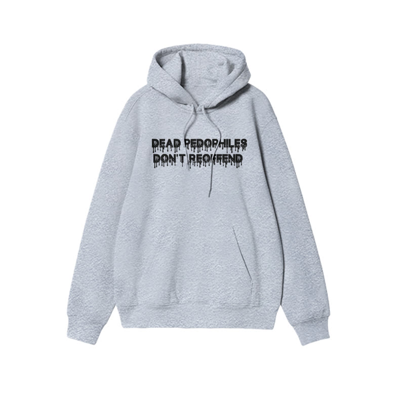 Dead Pedophiles Don't Re-offend Melting Effect Print Hoodie - Grey - US16-18(2XL) - image 3