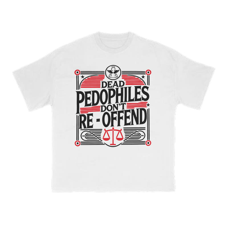 Dead Pedophiles Don't Re-offend Color-blocked Print T-shirt - White - US16-18(2XL) - image 2