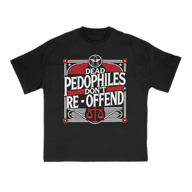 Dead Pedophiles Don't Re-offend Color-blocked Print T-shirt - Black - US16-18(2XL) - image 1