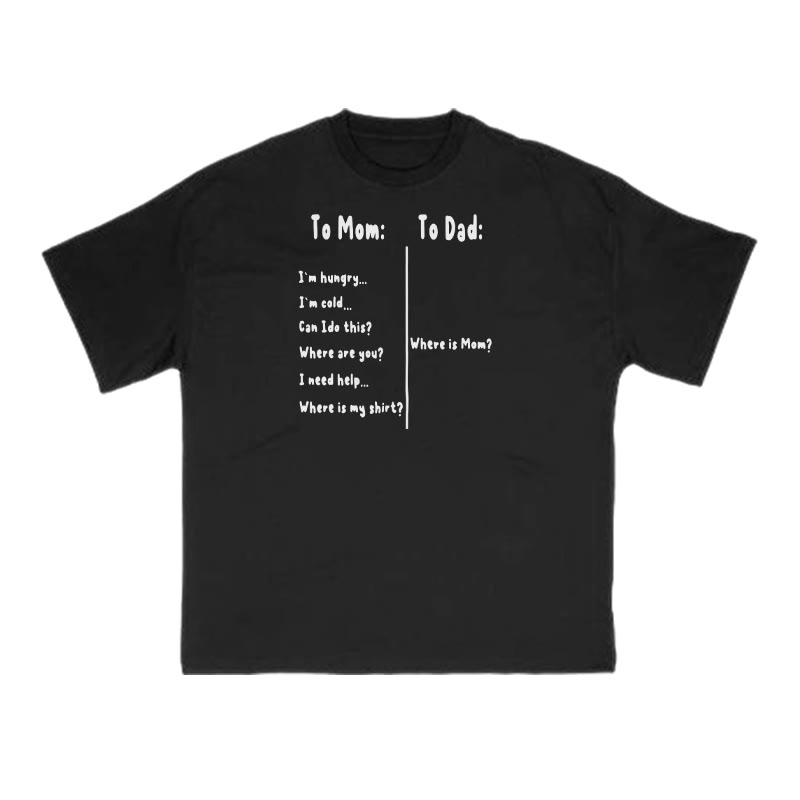 The Difference Between "to Mom" And "to Dad" Print T-shirt - Black - US16-18(2XL) - image 1