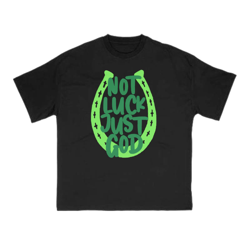 Not Luck Just God St. Patrick's Day Print T-shirt - Black - US16-18(2XL) - image 2
