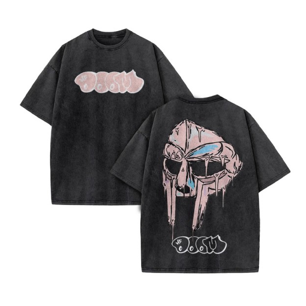 Melted Metal Mask Print Acid Washed T-shirt - Black - US20-22(3XL) - image 2