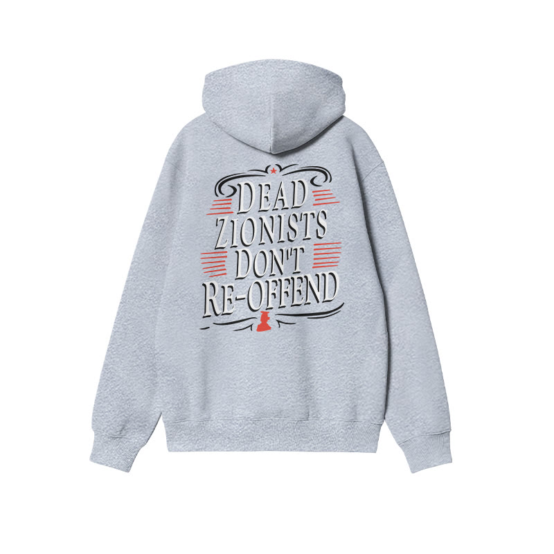 Dead Zionists Don't Re-offend Print Hoodie - Grey - US16-18(2XL) - image 3