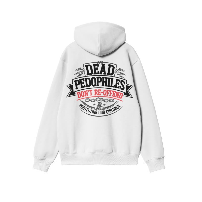 Dead Pedophiles Don't Re-offend Shield Print Hoodie - White - US16-18(2XL) - image 2