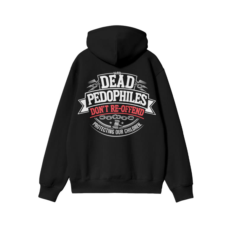 Dead Pedophiles Don't Re-offend Shield Print Hoodie - Black - US16-18(2XL) - image 1