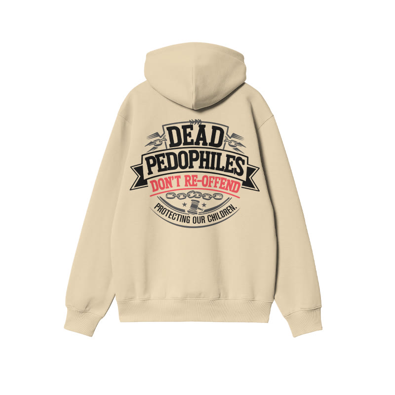 Dead Pedophiles Don't Re-offend Shield Print Hoodie - Apricot - US16-18(2XL) - image 4