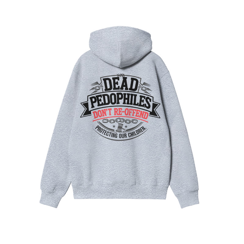 Dead Pedophiles Don't Re-offend Shield Print Hoodie - Grey - US16-18(2XL) - image 3