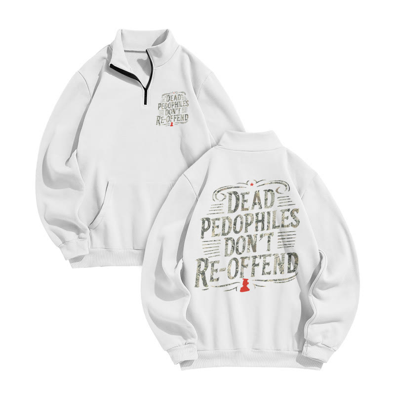 Dead Pedophiles Don't Re-offend Dead Leaves Camouflage Print Zip Sweatshirt - White - US16-18(2XL) - image 2