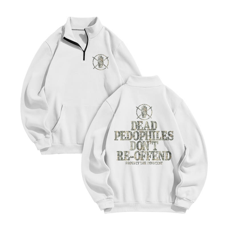 Dead Pedophiles Don't Re-offend Protect The Innocent Dead Leaves Camouflage Print Zip Sweatshirt - White - US16-18(2XL) - image 2