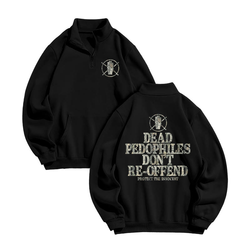 Dead Pedophiles Don't Re-offend Protect The Innocent Dead Leaves Camouflage Print Zip Sweatshirt - Black - US16-18(2XL) - image 1