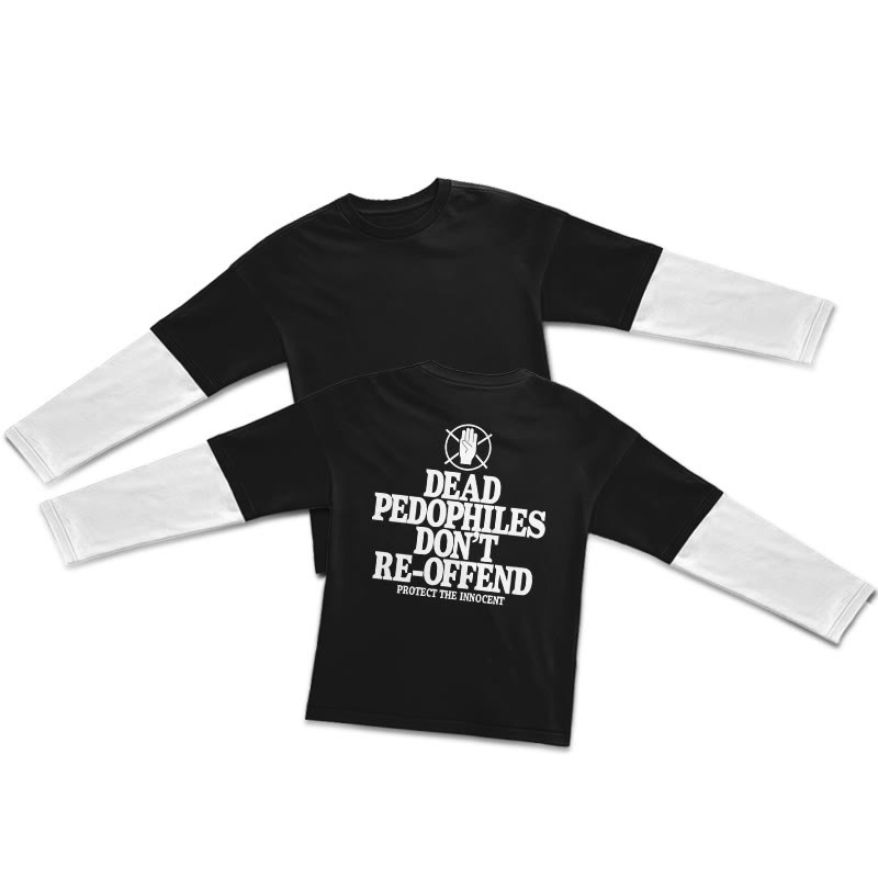 Dead Pedophiles Don't Re-offend Protect The Innocent Print Layered-style T-shirt  - Black - 5XL - image 1