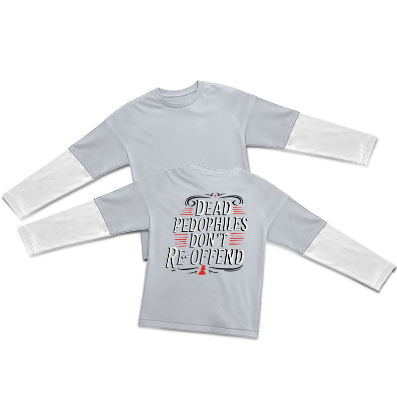 Dead Pedophiles Don't Re-offend Print Layered-style T-shirt  - Grey - 5XL - image 3
