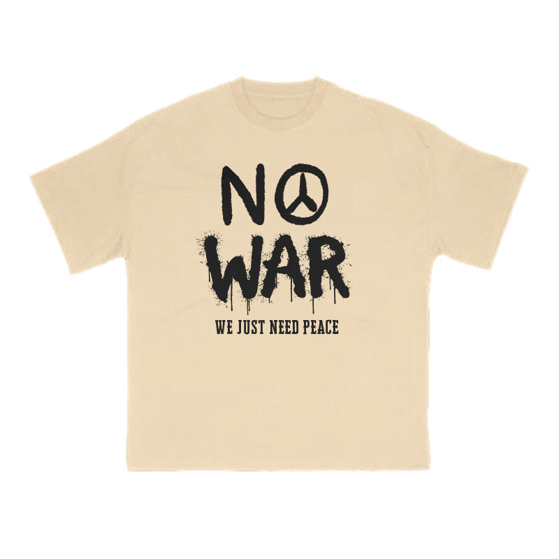 No War We Just Need Peace Print T-shirt - Apricot - US16-18(2XL) - image 5