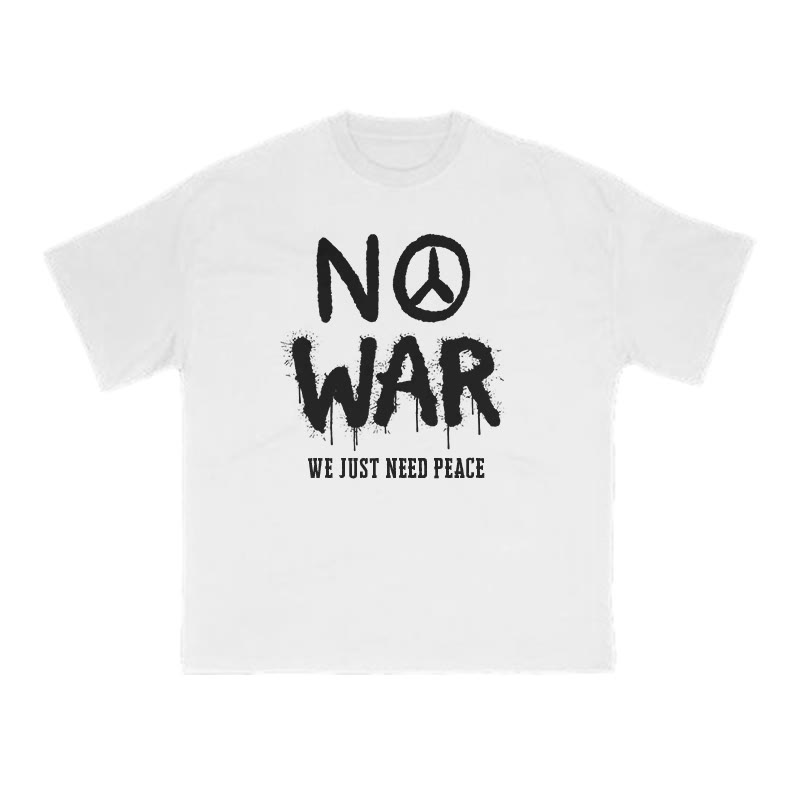 No War We Just Need Peace Print T-shirt - White - US16-18(2XL) - image 2