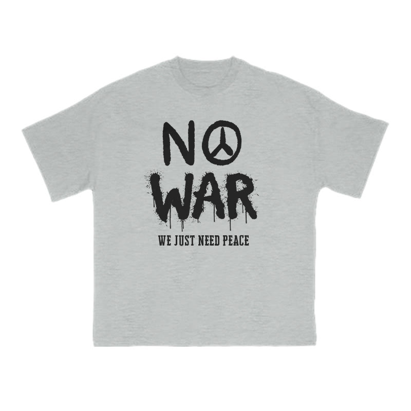 No War We Just Need Peace Print T-shirt - Grey - US16-18(2XL) - image 3