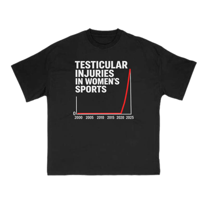 Testicular Injuries In Women's Sports Print T-shirt - Black - US16-18(2XL) - image 1
