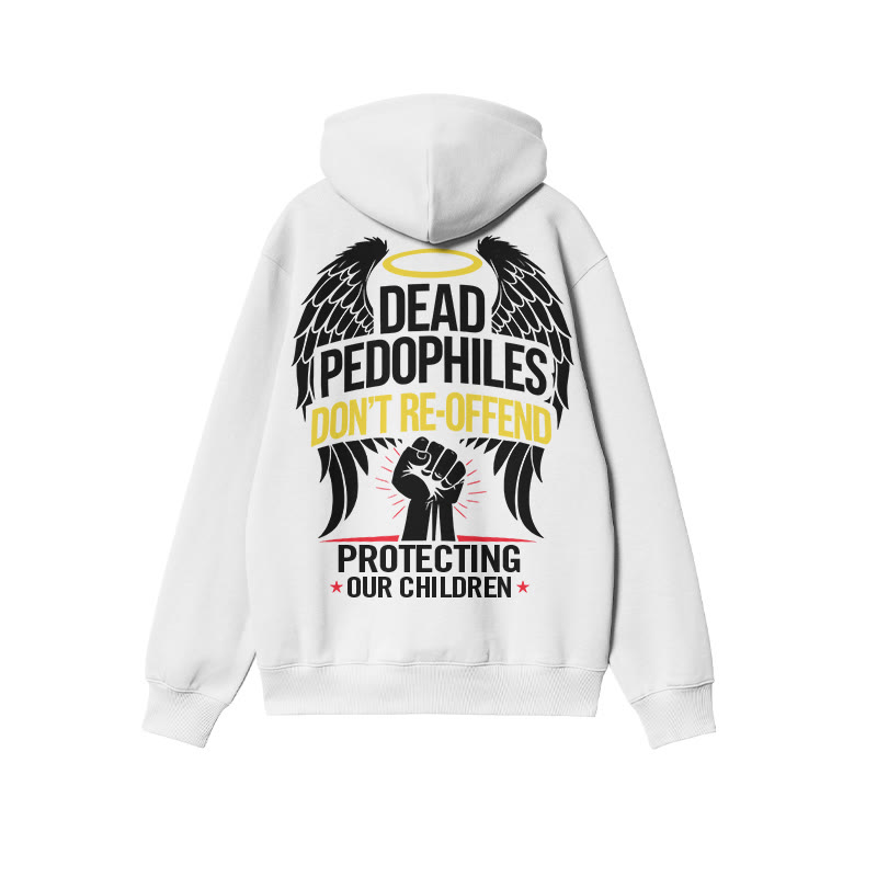 Dead Pedophiles Don't Re-offend Angel Wings Print Hoodie - White - US16-18(2XL) - image 2