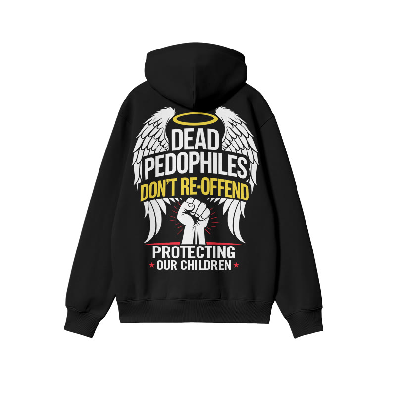 Dead Pedophiles Don't Re-offend Angel Wings Print Hoodie - Black - US16-18(2XL) - image 1