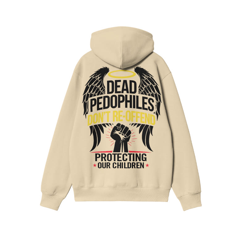 Dead Pedophiles Don't Re-offend Angel Wings Print Hoodie - Apricot - US16-18(2XL) - image 4
