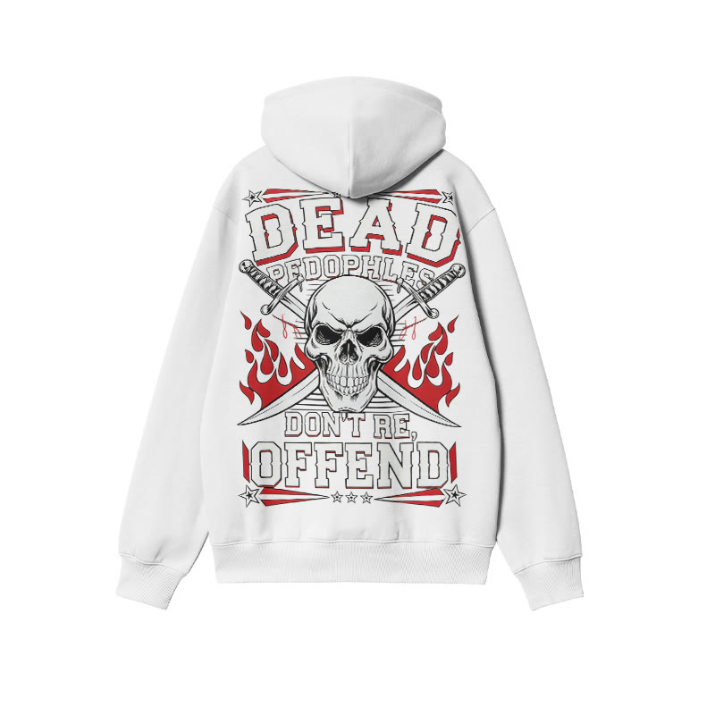 Dead Pedophiles Don't Re-offend Skull Print Hoodie - White - US16-18(2XL) - image 2