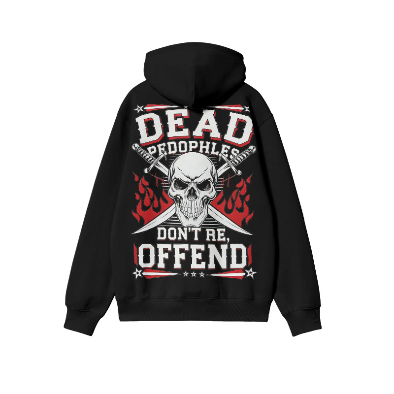 Dead Pedophiles Don't Re-offend Skull Print Hoodie - Black - US16-18(2XL) - image 1