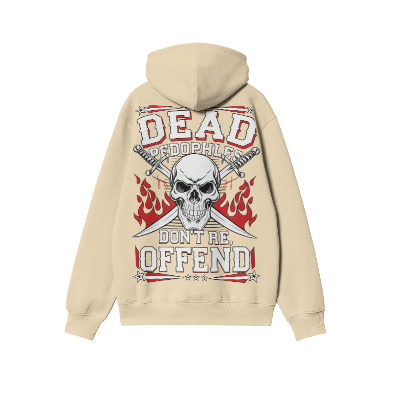 Dead Pedophiles Don't Re-offend Skull Print Hoodie - Apricot - US16-18(2XL) - image 4