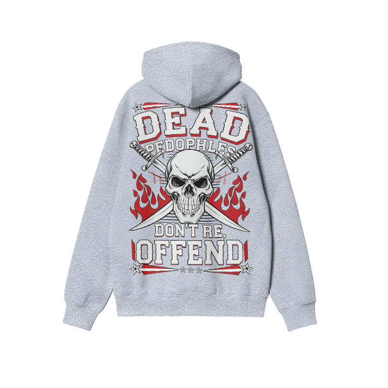 Dead Pedophiles Don't Re-offend Skull Print Hoodie - Grey - US16-18(2XL) - image 3
