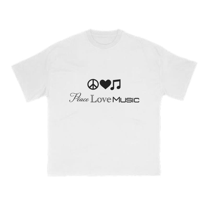 Peace Love Music Print T-shirt - White - US16-18(2XL) - image 2
