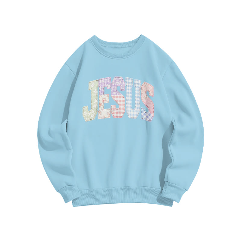 Floral Jesus Print Sweatshirt - Blue - US16-18(2XL) - image 1