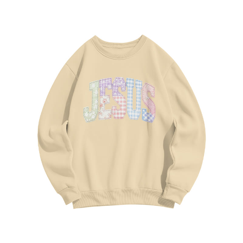 Floral Jesus Print Sweatshirt - Apricot - US16-18(2XL) - image 5