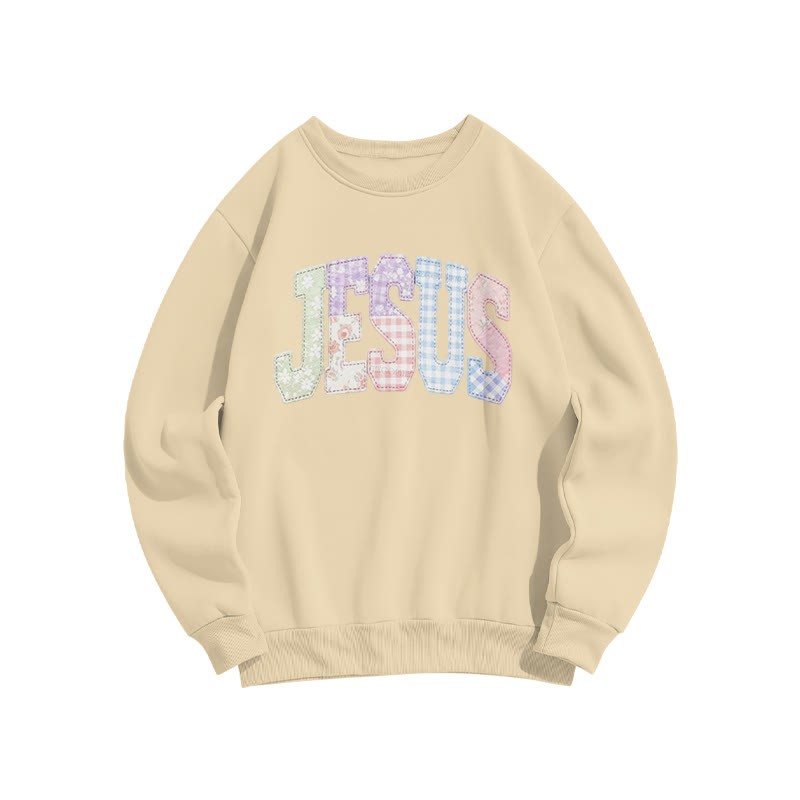 Floral Jesus Print Sweatshirt - Apricot - US16-18(2XL) - image 5