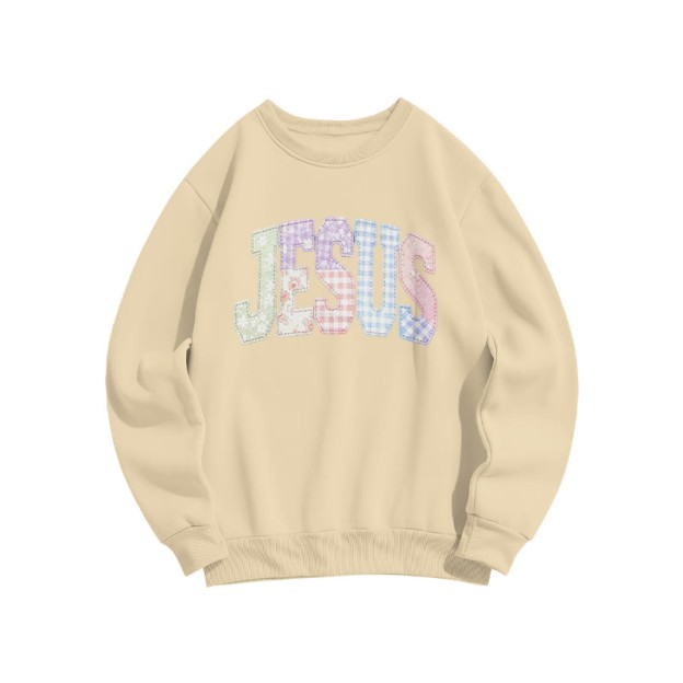 Floral Jesus Print Sweatshirt - Apricot - US16-18(2XL) - image 5
