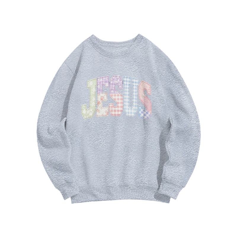 Floral Jesus Print Sweatshirt - Grey - US16-18(2XL) - image 3